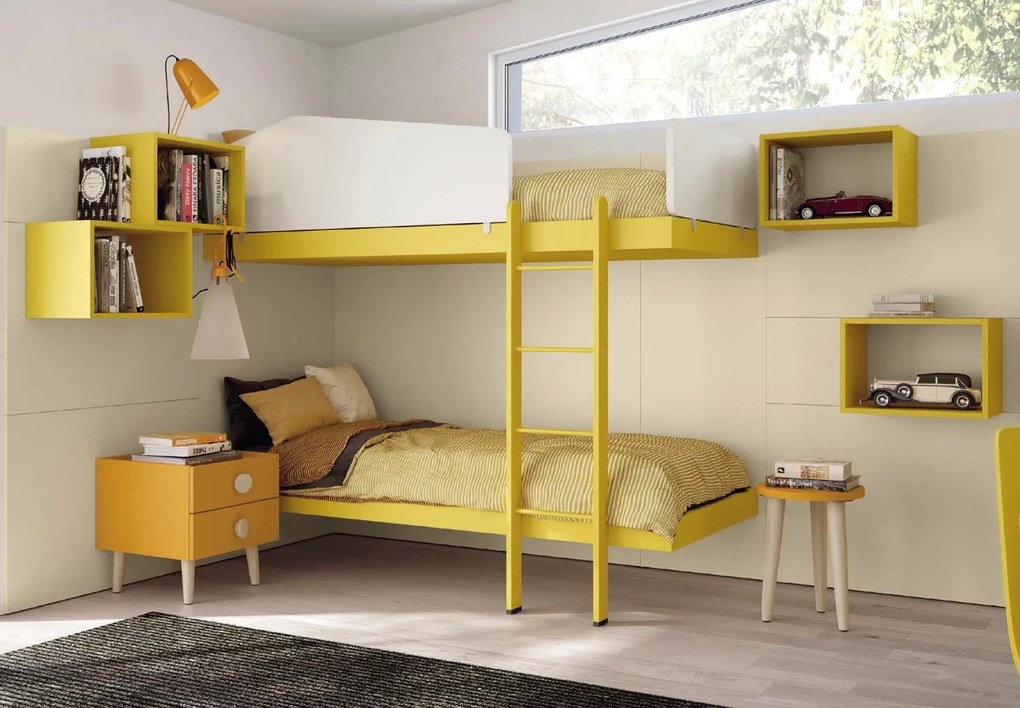 Letto castello Giallo zafferano, Desert e Bianco opaco