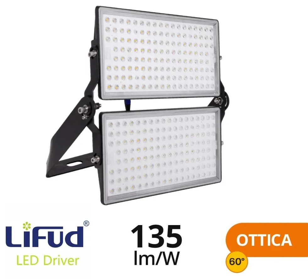 Faro Modulare LED 500W IP66 angolo 60°, 135lm/W, IK08 - LIFUD Driver Colore  Bianco Naturale 4.000K