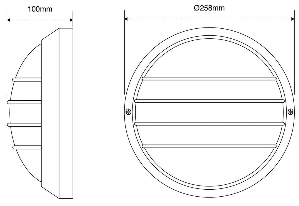 Plafoniera da Esterno E27 Nera IP54 Ø258mm Colore Nero