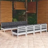 Set Divani da Giardino 9 pz con Cuscini in Massello di Pino 3096143