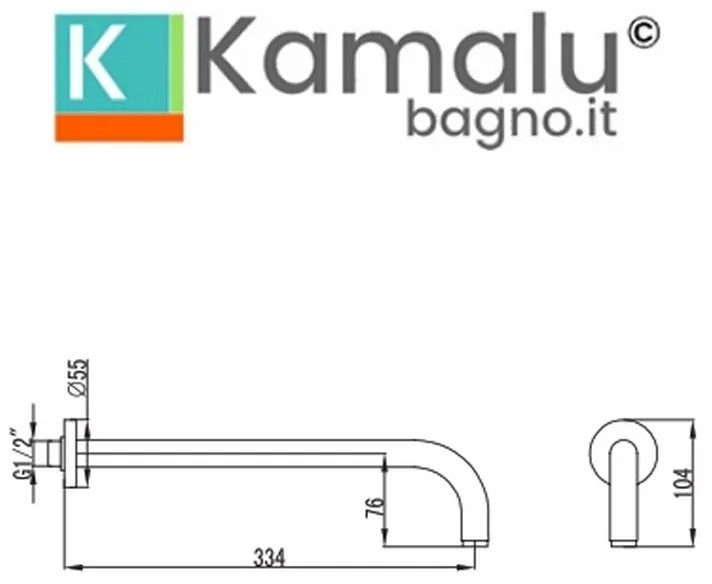 Kamalu - braccio doccia a muro linea curva acciaio inox satinato | kam-arte satinato