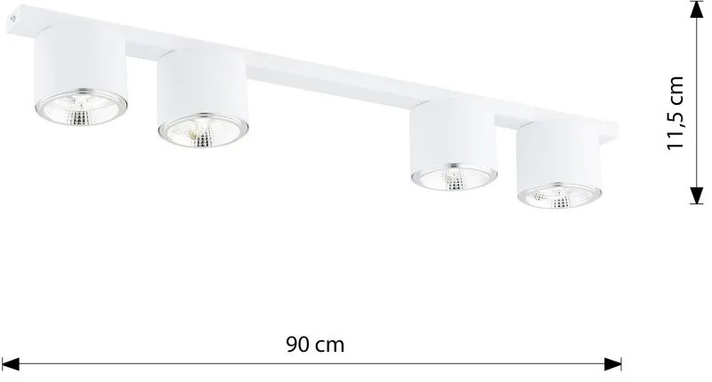 Lampadario da Soffitto in Acciaio AR111 NANO 4 Nero/Bianco 4xAR111 Colore del corpo Bianco