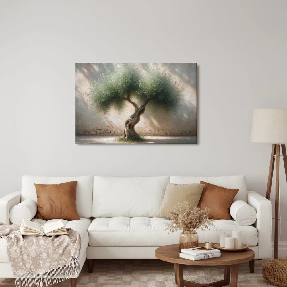 Quadro su tela – Ulivo in cortile di pietra