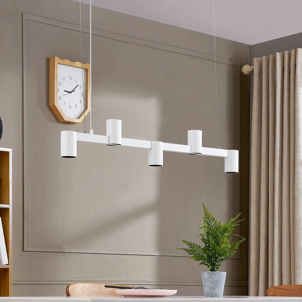 Arcchio lampada a sospensione Brinja, bianco, 120 cm di lunghezza, a 5 luci,