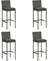 Sgabelli da Bar con Cuscini 4 pz Grigi in Polyrattan cod mxl 75897