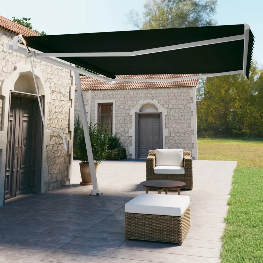 Tenda Sole Retrattile Automatica Con Palo 450x350 Cm Antracite /