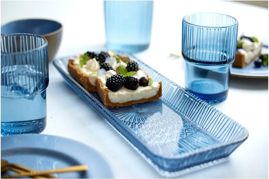 Piatto da portata in vetro blu 14x38 cm Kusintha - Bitz