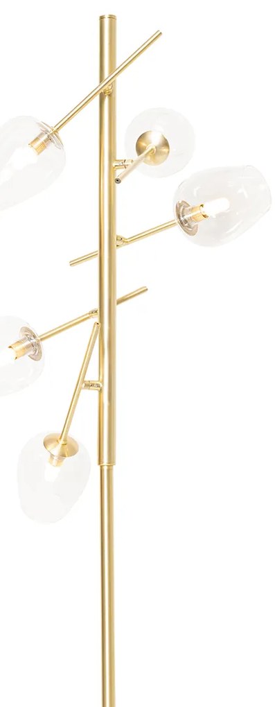 Lampada da terra classica dorata con vetro 5 luci - Elien