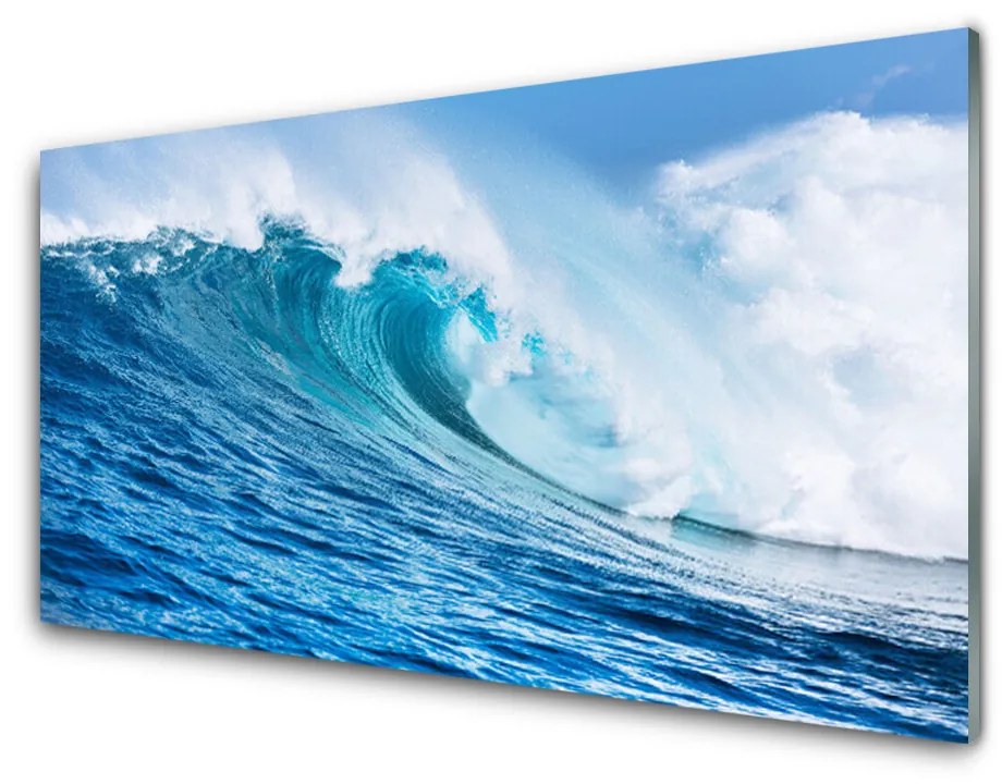 Quadro acrilico Onde Mare Cielo Nuvole 125x50 cm