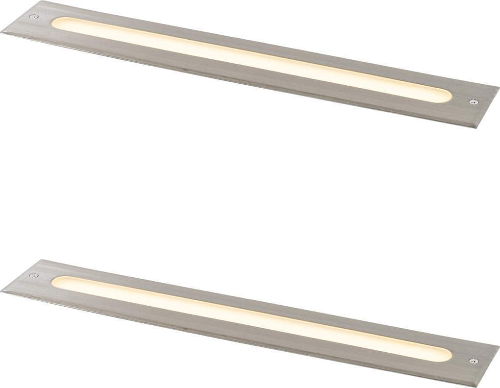 Set di 2 faretti da terra moderni in acciaio 50 cm LED inclusi IP65 - Eline