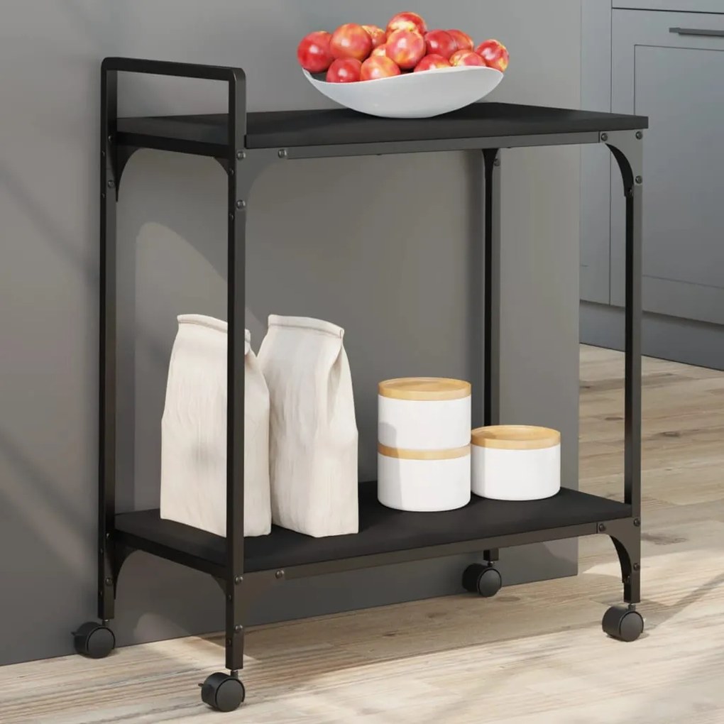 Carrello Da Cucina Nero 60,5x31x72,5 Cm İn Legno Multistrato /