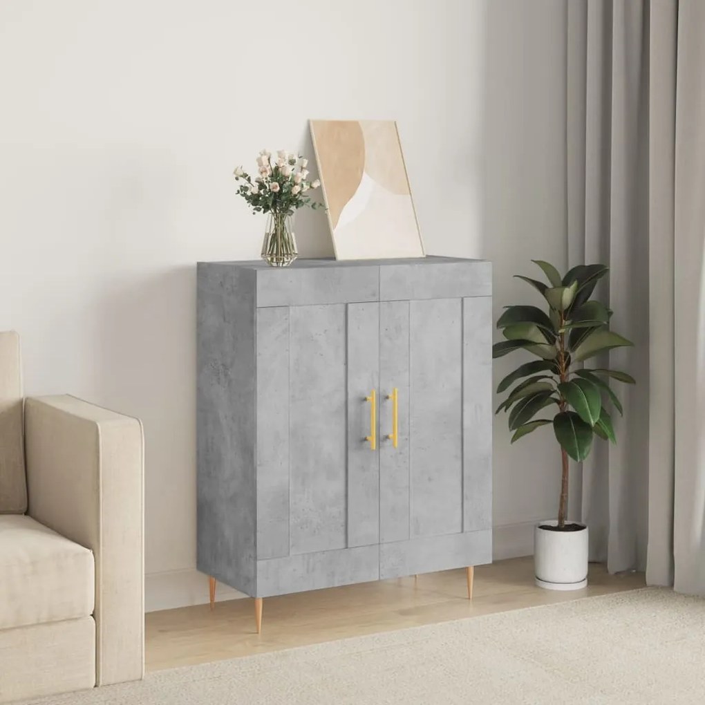 Credenza Grigio Cemento 69,5x34x90 Cm İn Legno Multistrato /
