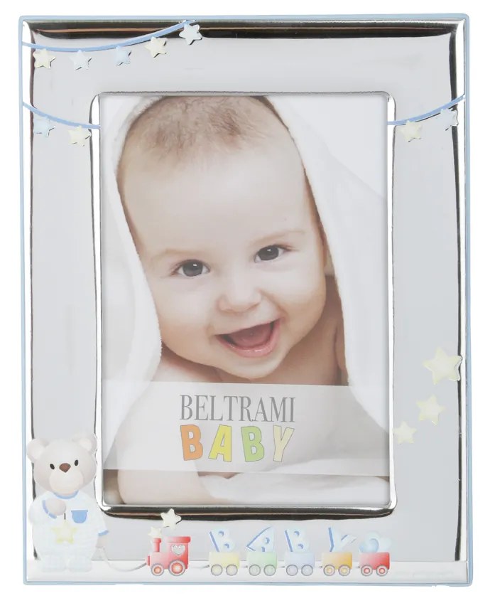 Portafoto bimbo Orsetto trenino foto 10x15 cm Beltrami con argento Miro Silver