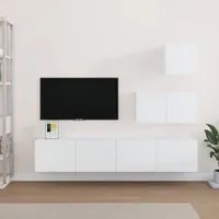 Set di Mobili Porta TV 4 pz Bianco in Legno Multistrato 3114638