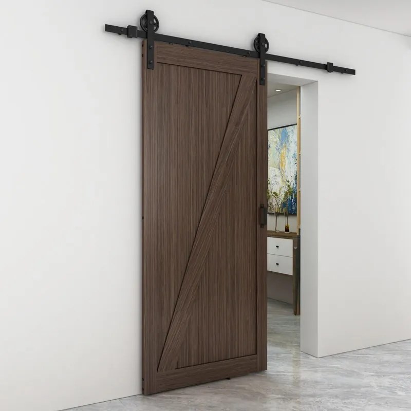 Porta scorrevole reversibile Zion in legno marrone, L 96 x H 215 cm, con binario Rodeo