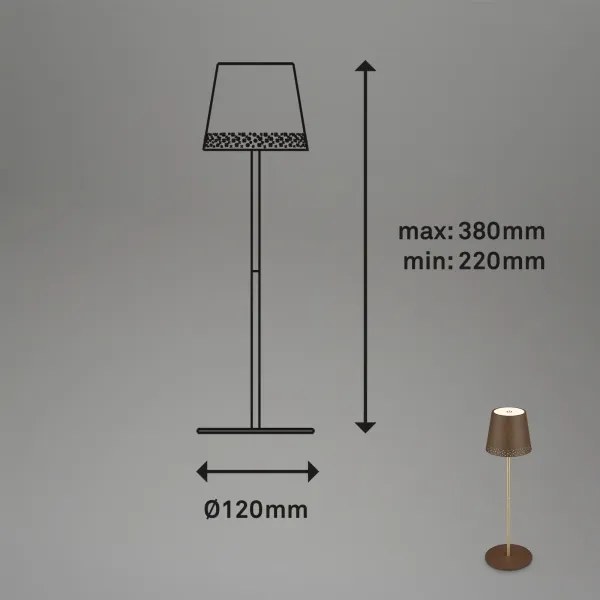 Brilo - Lampada da tavolo LED ricaricabile a sfioramento KIKI LED/2,6W/5V IP44 2600 mAh marrone