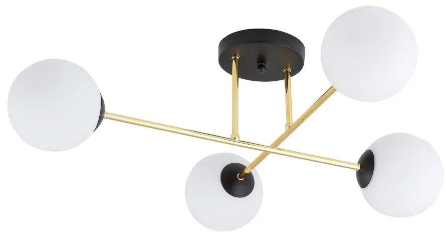 Lampadario da Soffitto MAGNUM 4 in Acciaio e Vetro 4xE14 Colore del corpo Nero e Oro