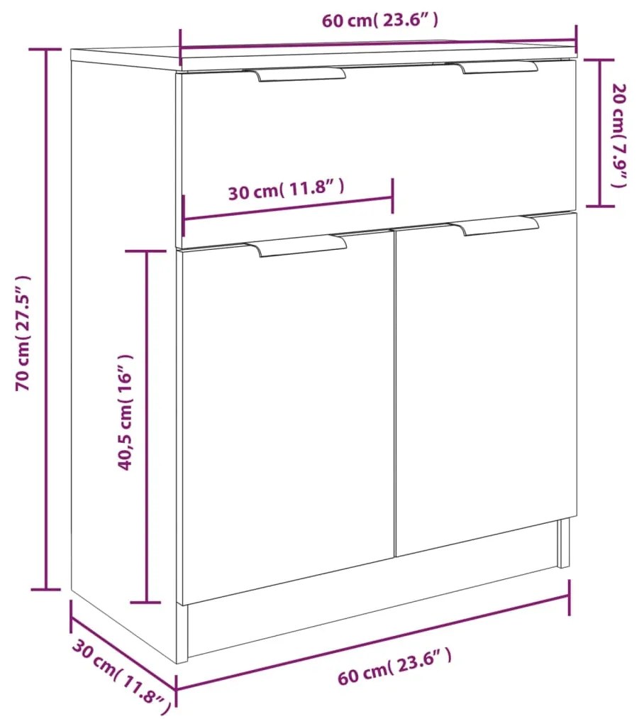 Credenze 3 pz Rovere Sonoma in Legno Multistrato