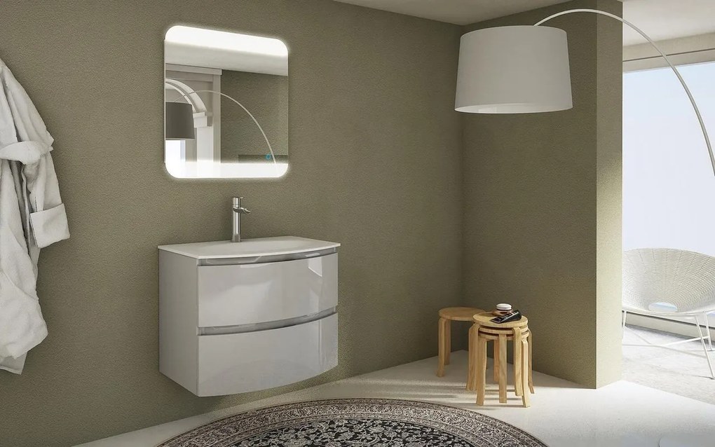 Mobile da bagno sospeso sotto lavabo L 69 x H 55 x P 48 cm grigio, 2 cassetti, 2 ante BADEN HAUS Vague