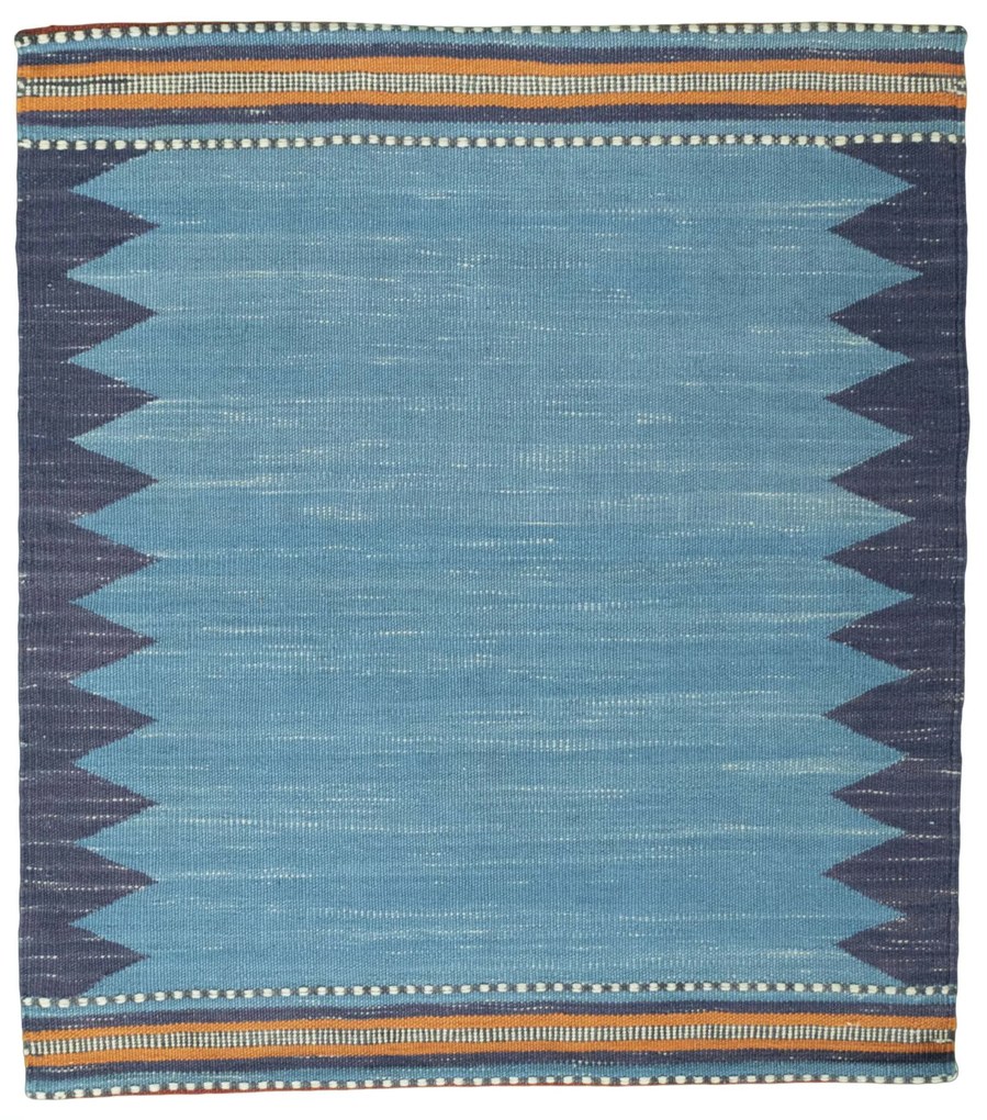 Kilim Tappeto 90x80 Blu (Iran) Tessuto A Mano