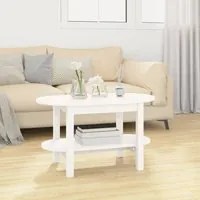 Tavolino da Salotto Bianco 80x45x45cm in Legno Massello di Pino 822293