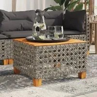 Tavolo da Giardino Grigio 55x55x36 cm Polyrattan e Legno Acacia 365930