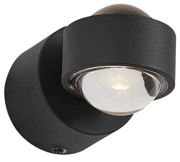 Lampada da parete di design nera con LED IP44 - Lens