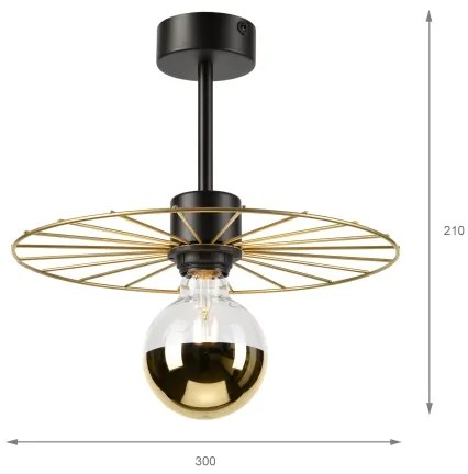 Lampadario a sospensione con supporto rigido MONTANA 1xE27/15W/230V diametro 30 cm oro/nero