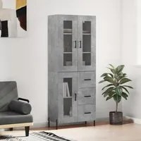 Credenza Grigio Cemento 69,5x34x180 cm in Legno Multistrato 3198605