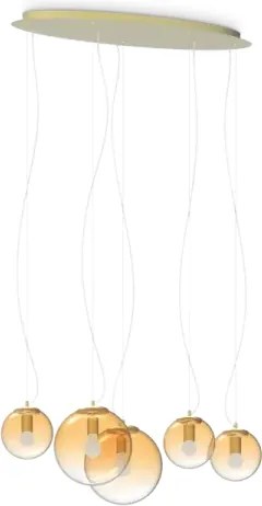 Mapa clear lampadario sospeso in vetro ambra sfumato 5 luci attacco...