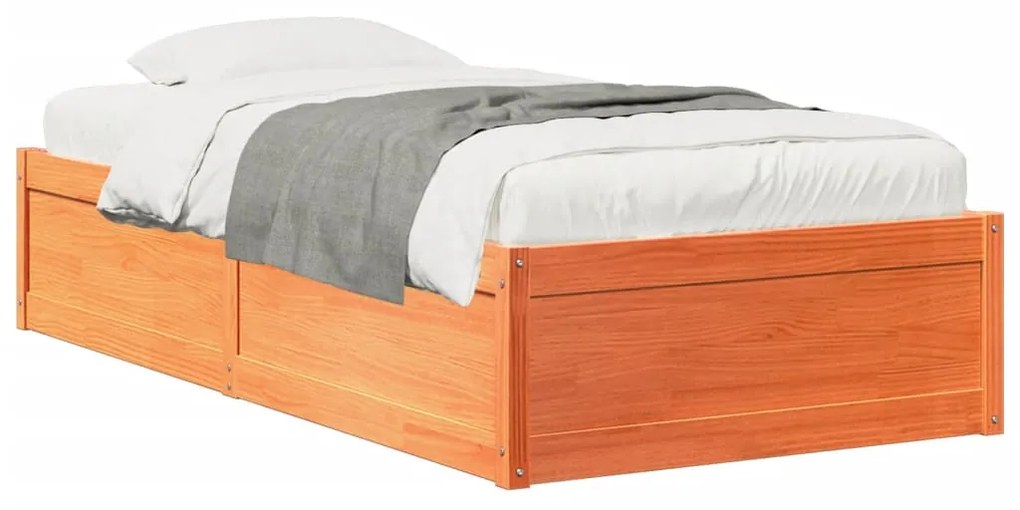 Letto Senza Materasso Marrone Cera 90x190 Cm İn Legno Di Pino /
