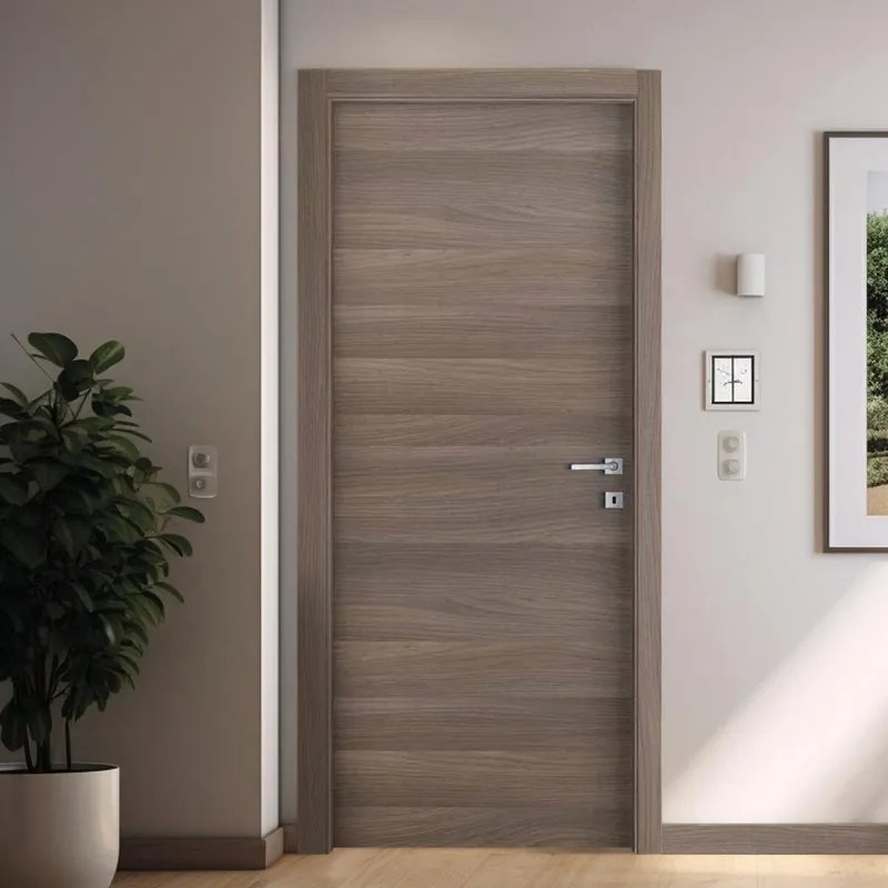 Porta tamburata battente Porta Battente CHIC noce chiaro 90x210  noce L 90 x H 210 cm reversibile
