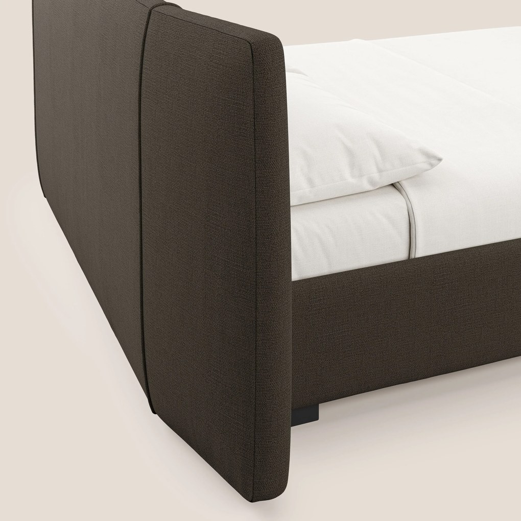 Omero letto imbottito contenitore sfoderabile in tessuto fiammato impermeabile T14 marrone