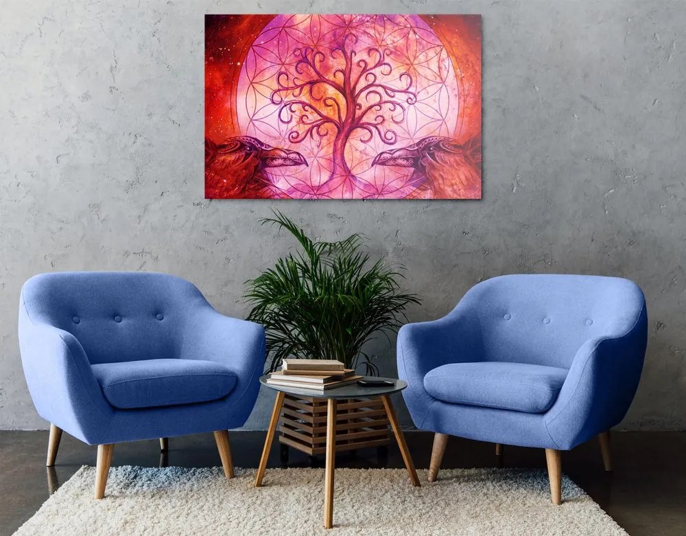 Quadro su tela – Albero della vita magico in tonalità pastello