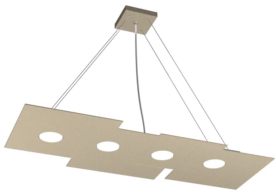 Sospensione Moderna Rettangolare Plate Metallo Sabbia 4 Luci Gx53