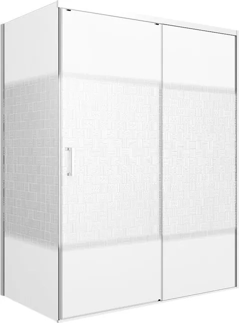 Porta doccia L 87-88 cm x H 200 cm per nicchia in vetro serigrafato SP. 6 mm, profilo opaco bianco, serie Jazz