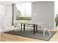 Tavolo da Pranzo Karamay Double 120x45 apertoAllungato 120x90200x90 in Nobilitato e Ferro Colore: Bianco Frassinato