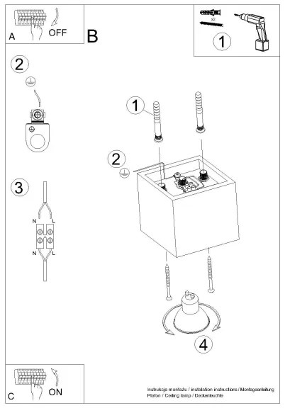 Sollux Sl.1182 - Faretto QUAD 1xGU10/10W/230V oro