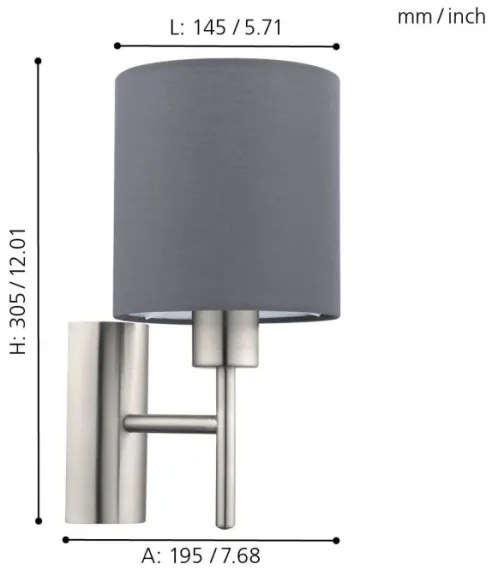 Eglo 94926 - Applique PASTERI 1xE27/60W/230V