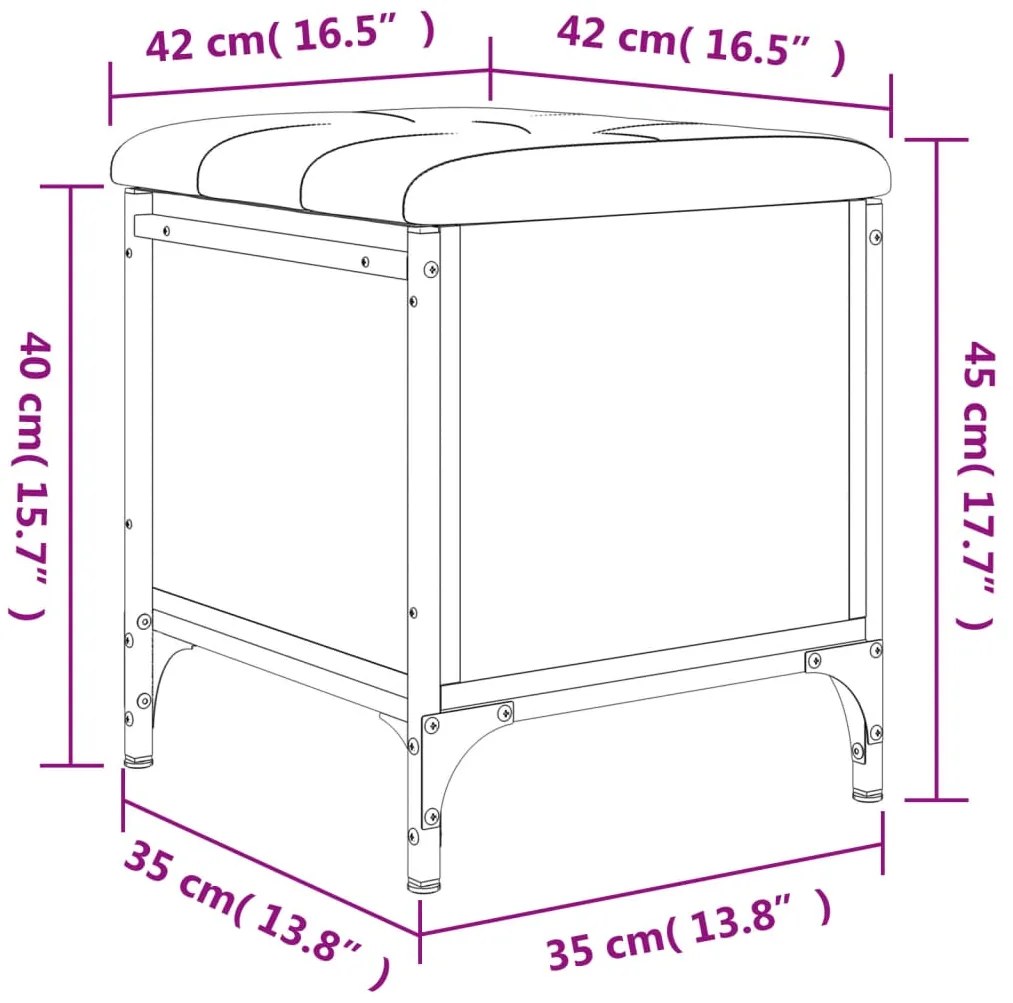 Panca Portaoggetti Nera 42x42x45 cm in Legno Multistrato