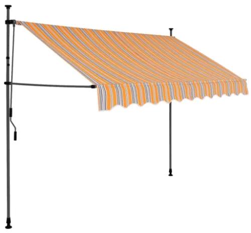 Tenda da Sole Retrattile Manuale con LED 250 cm Giallo e Blu