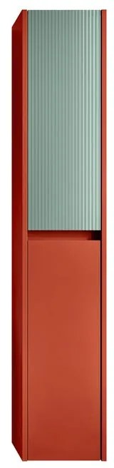 Colonna per mobile bagno Niwa 2 ante P 27 x L 30 x H 160 cm laccato opaco paprika con vetro verde timo cannettato