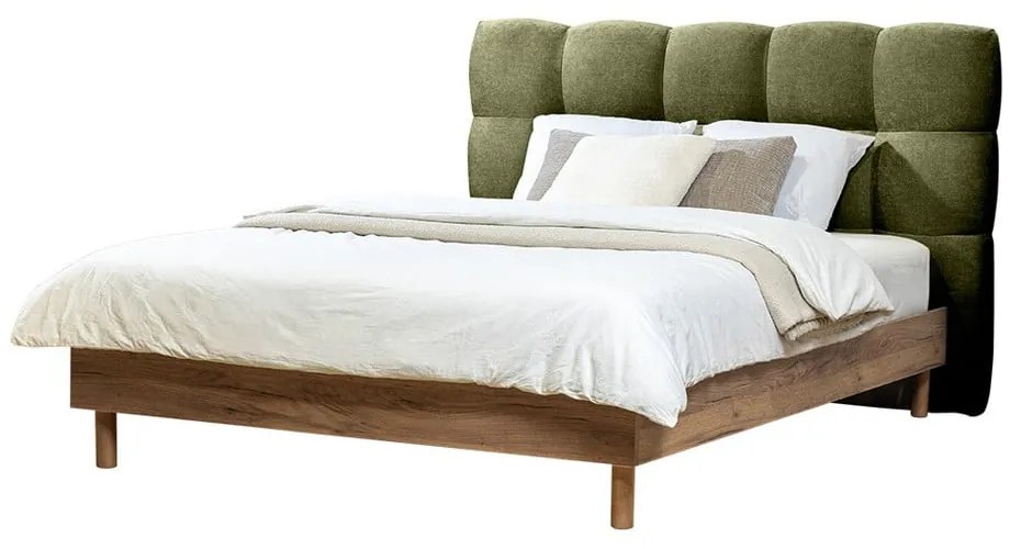 Letto matrimoniale imbottito verde rete inclusa 180x200 cm Kumo - Bobochic Paris