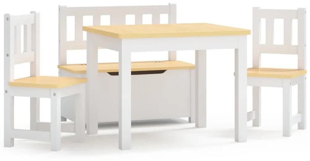 Set tavolo e sedie per bambini 4 pezzi bianco e beige in mdf