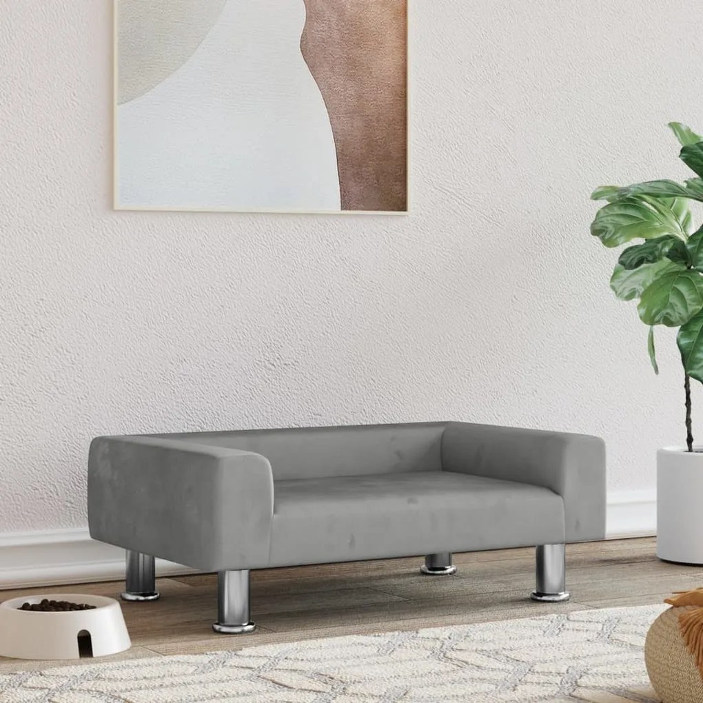 Lettino Per Cani Grigio Chiaro 70x45x26,5 Cm İn Velluto /