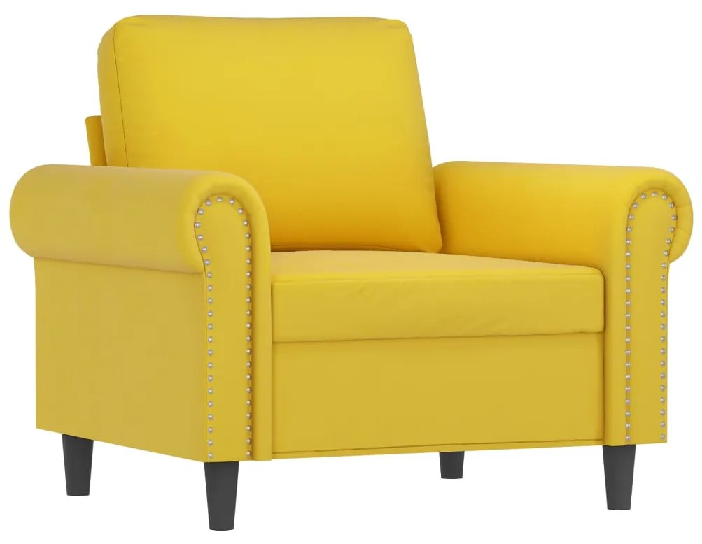 Set di divani 3 pz con cuscini giallo in velluto