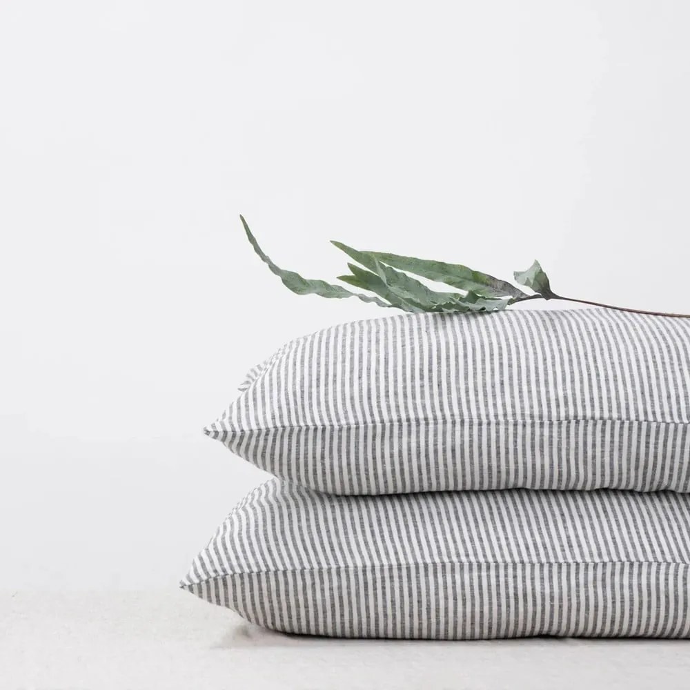 Federa di lino 70x90 cm Thin Black Stripes - Linen Tales