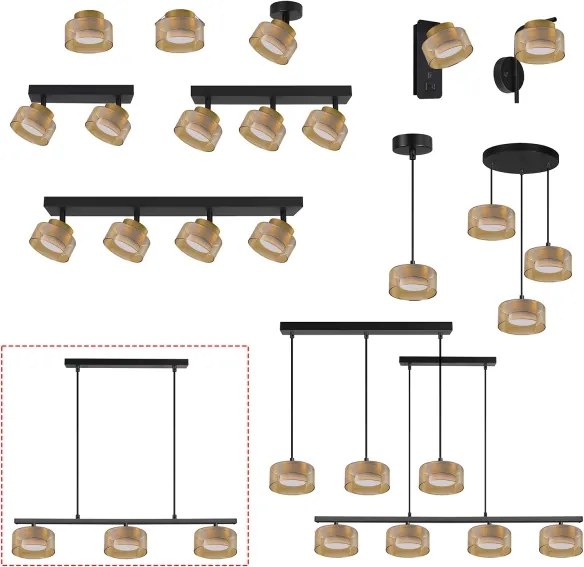 Brilagi - Lampada a sospensione con cavo AURA LUX 3xGX53/30W/230V nero/oro