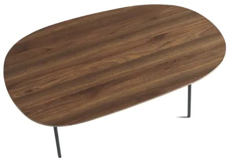 Tavolino con piano sagomato in legno Tek e base in metallo - FLUX Large