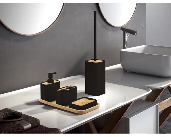 Gedy - Portasapone NINFEA nero/bambù